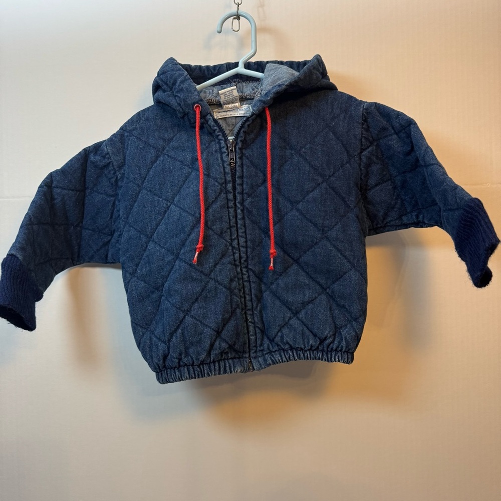 Vintage Oshkosh B'Gosh Denim Quilted Hooded‎ Jacket Size 24M